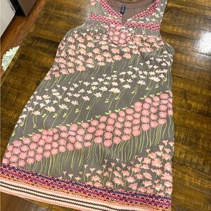 Free People Pink and White Embellished Mini Sundress